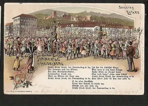 22585 AK Litho Heidelberg Sommertag Sonntag Lätare 1899 Verlag Carl Küstner