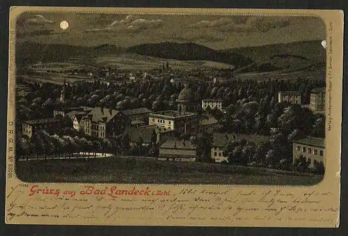 21729 AK Bad Landeck Schlesien 1905 Mondscheinlitho Panorama