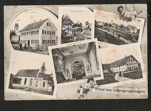 21213 AK Untergermaringen Pfarrhof Kirche Posthilfsstelle Bürgerhaus 1906