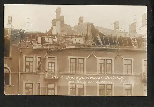 21261 AK München Fotokarte 1919 Brand geschossene Dachstuhl d. Mathäser Brauerei