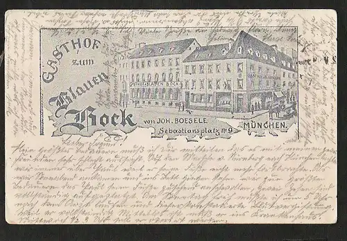 21263 AK München 1909 Gasthof zum Blauen Bock