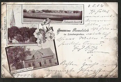 20940 AK Ramelsloh Seevetal Kr. Harburg 1902 Kirche Gasthaus Ernst Schwarzkopf