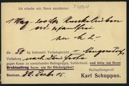 20969 AK Karte Bautzen Karl Schuppan Bahnspeicher Rattwitz und Kubschütz  1915