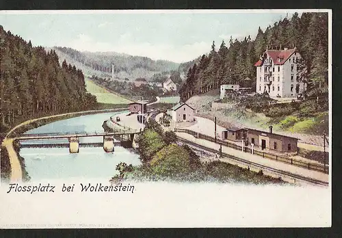 21062 AK Flossplatz bei Wolkenstein Bahnhof Haltepunkt ???, ungelaufen   ca 1900