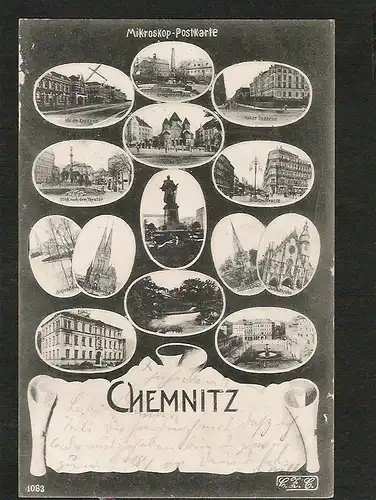 21136 Chemnitz 1904 Mikroskop Postkarte 14 Bilder Kaserne Synagoge Brückenstraße