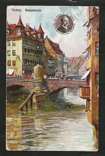 21085 AK Nürnberg Museumsbrücke , gelaufen   1916