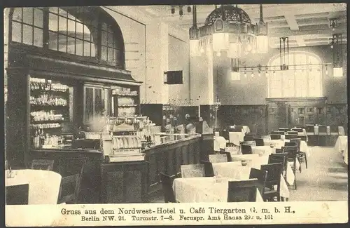 20999 AK Berlin Nordwest Hotel  Cafe Tiergarten  Turmstr. 7 - 8 ,   1916