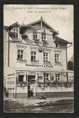 20553 AK Baruth Mark Conditorei Cafe Hertzschuch, gelaufen   1938