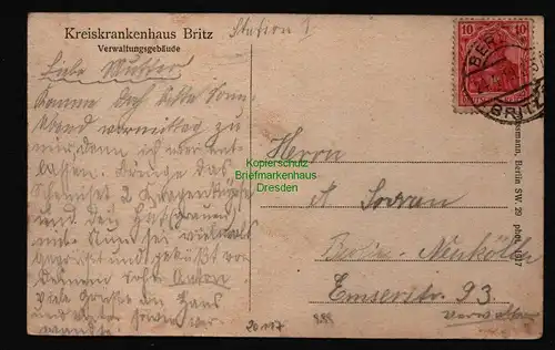 20117 AK Berlin Britz Kreiskrankenhaus 1919 Verwaltung