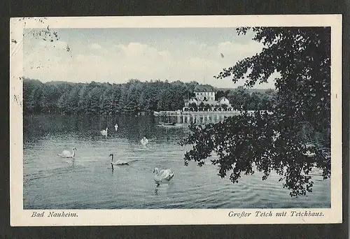 20440 AK Bad Nauheim Großer Teich mit Teichhaus 1924 Bruno Hansmann Kassel