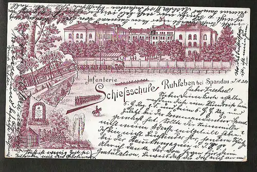 20096 AK Berlin Infanterie Schießschule Ruhleben b Spandau 1900 Soldatenkarte