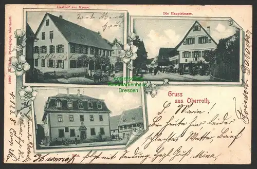 146955 AK Oberroth  Kr. Neu-Ulm Bayern 1903 Gasthof zur Krone Post Hauptstraße