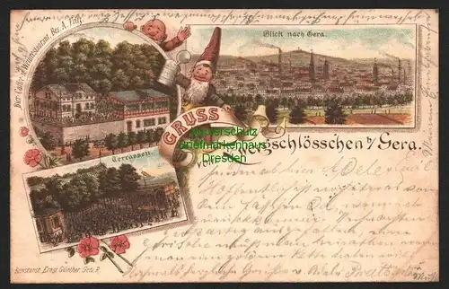 146200 AK Zwergschlösschen bei Gera Litho Bier Cafe Weinrestaurant 1897