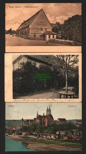 146348 3 AK Meißen Gasthof Jägerhof Zaschendorf 1925 Weingut Zum Bauernhäusl