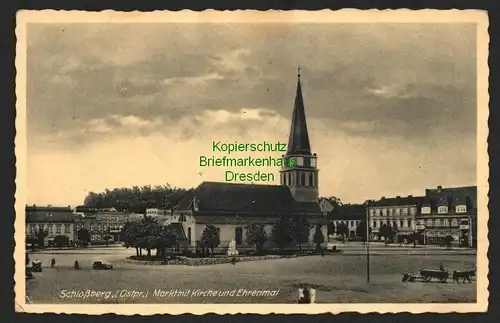 146413 AK Schloßberg Ostpr. Markt Kirche Ehrenmal 1940 FeldpostTarnstempel