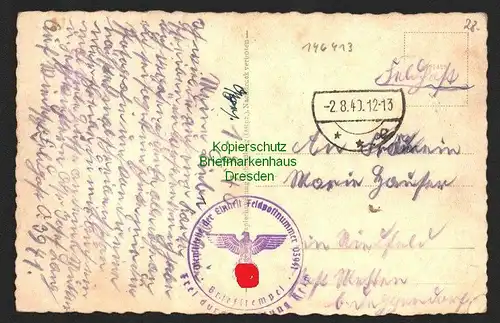 146413 AK Schloßberg Ostpr. Markt Kirche Ehrenmal 1940 FeldpostTarnstempel