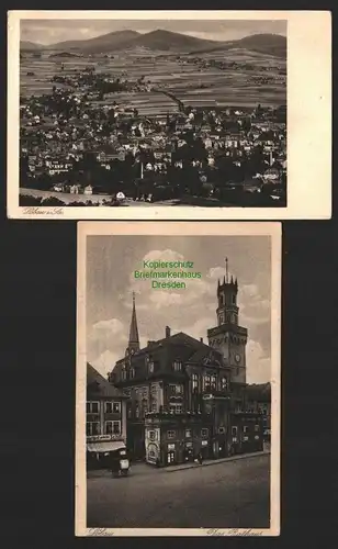 143318 2 AK Löbau Sa. Fernblick vom Löbauer Berg 1929 Rathaus