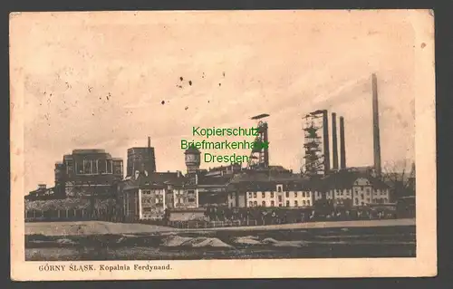 142207 AK Gorny Slask Kopalnia Ferdynand Bergbau Förderturm Fabrik Beuthen 1933