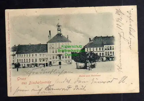 130450 AK Bischofswerda 1899 Markt und Rathaus