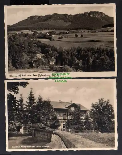 128032 2 AK Schulheim Kleingiesshübel Sächs. Schweiz 1935 Zschirnstein