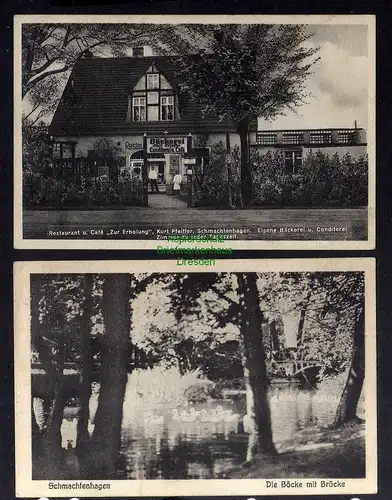 127757 2 AK Schmachtenhagen Oranienburg Restaurant Cafe Zur Erholung 1931 Bäcker