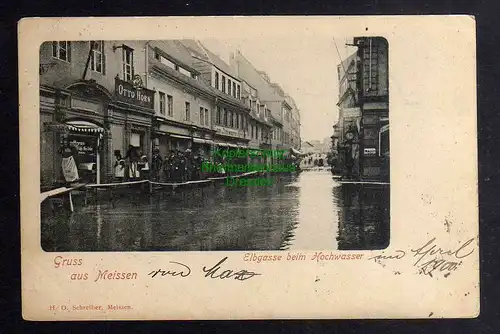 126439 AK Meissen 1890 Elbgasse beim Hochwasser