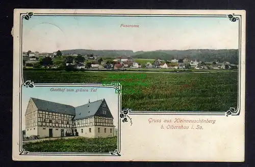 125936 AK Kleinneuschönberg b. Olbernhau Gasthof zum grünen Tal 1909
