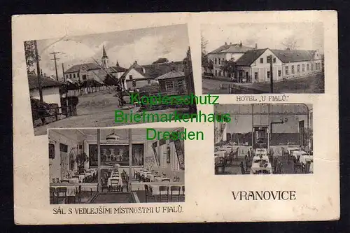 117334 AK Vranovice 1939 Hotel U Fialu Bahnübergang Schranke Kirche