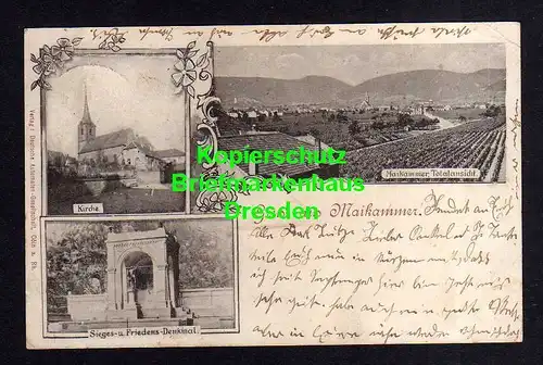 114131 AK Maikammer 1900 Kirche Sieges und Friedens Denkmal Panorama mit Weinber