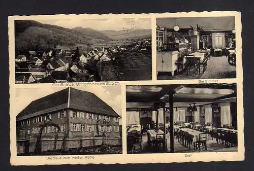 113347 AK Unterharmersbach 1939 Gasthaus zum weißen Rößle Gastzimmer Saal