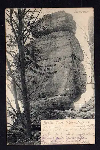 111603 AK Bastei Sächs. Schweiz 1904 Tiedgestein Sägner der Urania