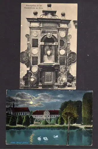 106420 2 AK Oliva Königl. Schloss 1916 Waschgefäss in der Klosterkirche