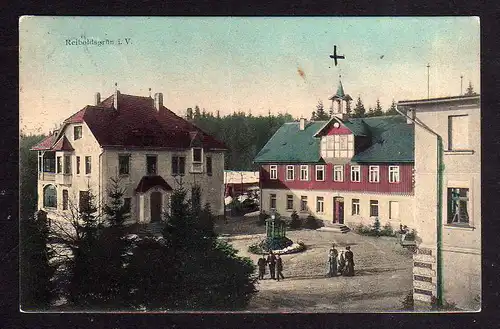 104968 AK Reiboldsgrün i. V. 1908 Platz zwischen 3 Häusern