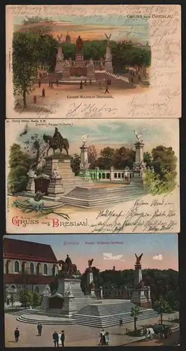 150186 3 AK Breslau 1899 1900 Kaiser Wilhelm Denkmal 1915