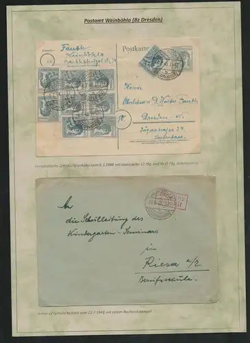 h5427 SBZ Währungsreform 1948 Brief Gebühr bezahlt Postkarte Zehnfach 6.7.48