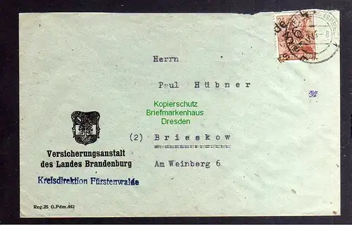 h3214 SBZ Bezirkshandstempel Bezirk 36 Fürstenwalde Bedarfsbrief