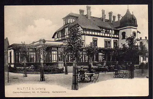 86143 AK Miltitz b. Leipzig um 1900 Casino restaurant Teteberg Gartenansicht