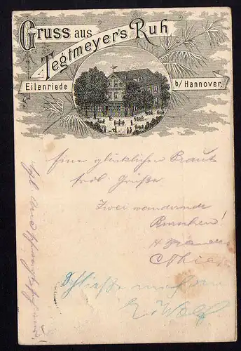 79675 AK Eilenriede bei Hannover Vorläufer 1897 Gasthaus Tegtmeyers Ruh
