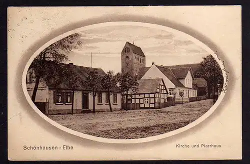 77650 AK Schönhausen Elbe Kirche Pfarrhaus 1926