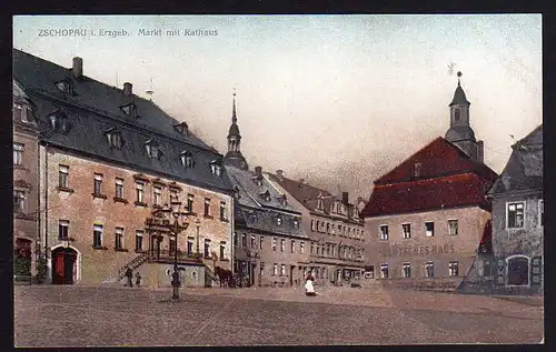 62312 AK Zschopau Markt Rathaus ca. 1915 Deutsches Haus