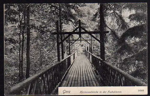 60804 AK Gera Hermannsbrücke Fuchsklamm Bahnpost 1906