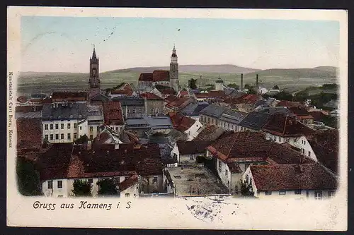 60360 AK Kamenz 1906 Panorama handcoloriert