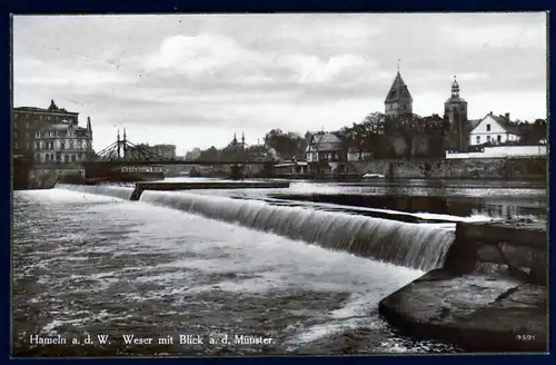 41334 AK Hameln a.d.W.1928 Weser mit Blick a.d. Münster