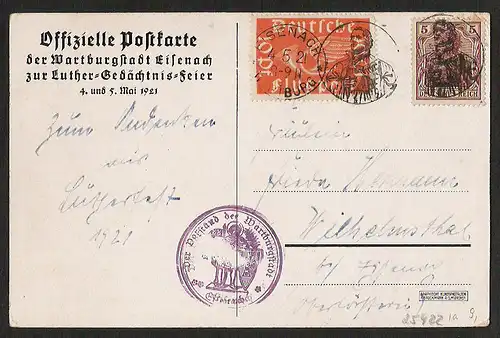25422 AK Luther Wartburg Offizielle Postkarte Eisenach Luther Gedächtnis Feier