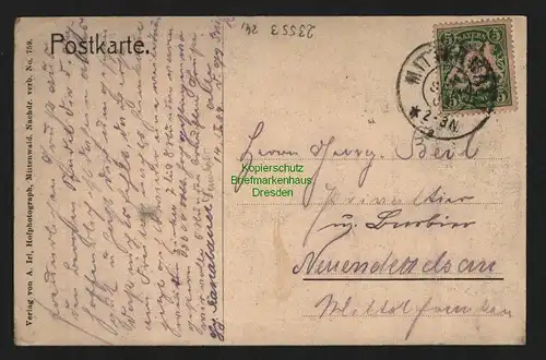 23553 AK Mittenwald a. Isar Obermarkt Viehtrieb Almabtrieb , gelaufen 1909