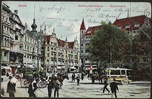 23550 AK Berlin Gertraudtenstraße - Spittelmarkt Pferdekutsche , gelaufen 1910