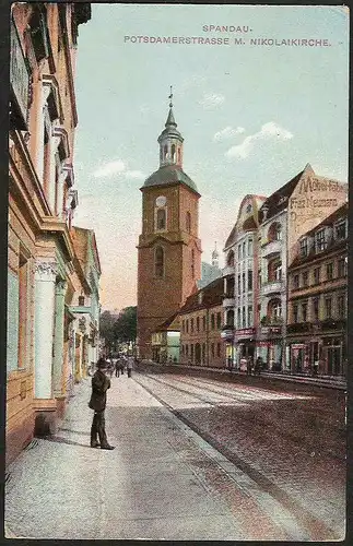 23762 AK Berlin Spandau Potsdamerstrasse Nikolaikirche , gelaufen 1911
