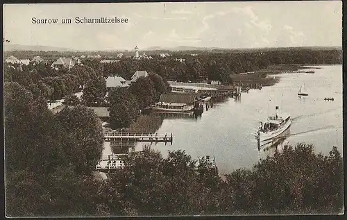 23771 AK Saarow Scharmützelsee Dampfer Boosanleger 1915 Kunstverlag J. Goldiner