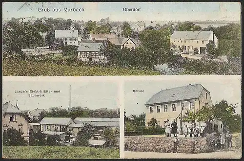 23105 AK Marbach Elektrizitätswerk Sägewerk Schule Gasthof 1923, gelaufen