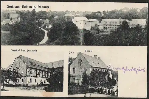 23109 AK Kolkau bei Rochlitz Schule Gasthof ca 1910, ungelaufen